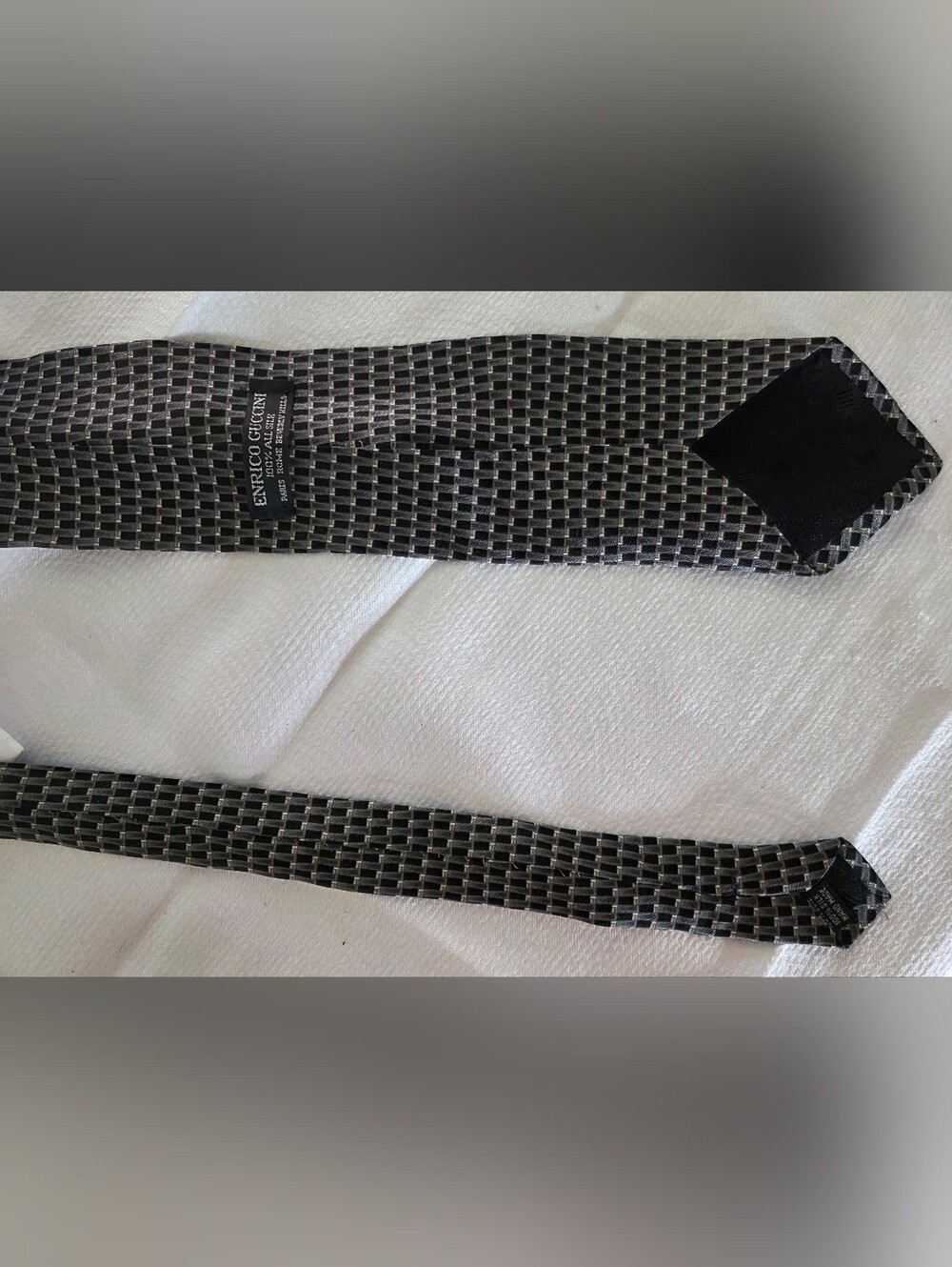 Enrico Gucci Black & Silver Patterned Silk Tie